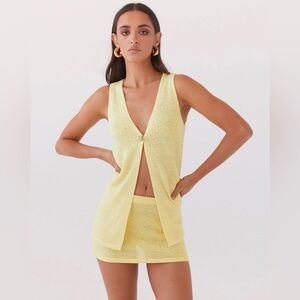 NWT Peppermayo - Capri Glow Knit Mini Skirt and Top Set- Canary; Size Small